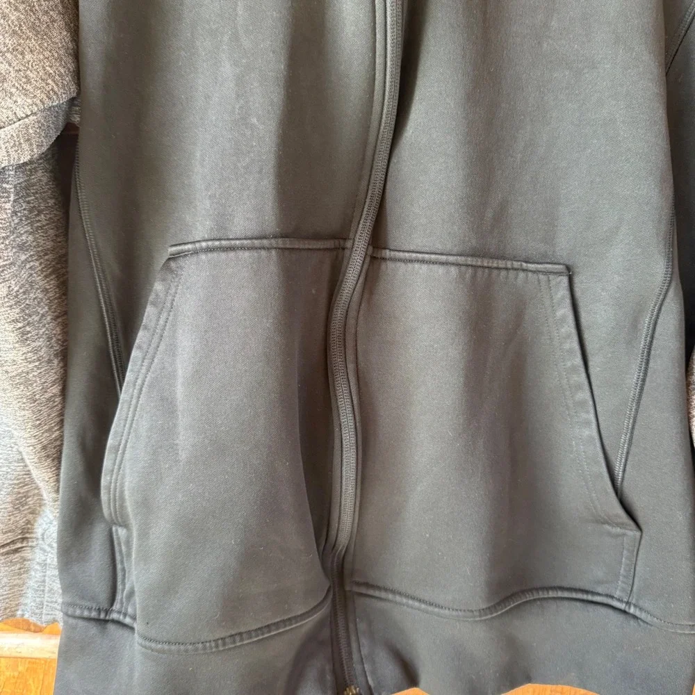 Adidas Full Zip Hoodie Mens Large Black Gray Climawarm Fleece Raglan Jacket